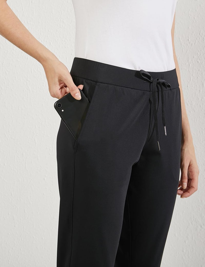 AJISAI 7/8 Joggers Travel Pants with Pockets Lounge Casual Stretch Workout Pants for Women Black 27" 2XL - Image 5